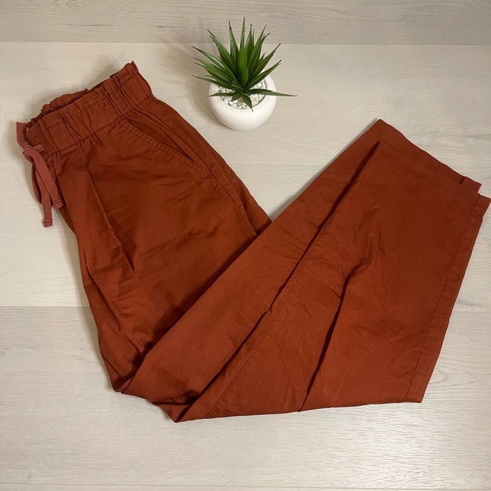 Loft Rust Cotton Drawstring Poplin Jogger - image 2